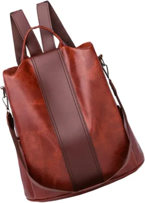 NOLITOY Fashion Women Anti-theft Sling Backpack Bag Soft Leather Multi-use Hidden Zipper Design