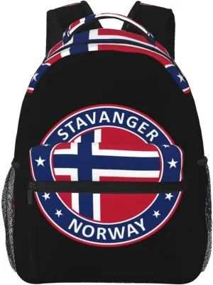Norway Norwegian Flag Backpack Casual Laptop Backpack Double Shoulder Bag Lightweight Backpack For Women Men Travel
