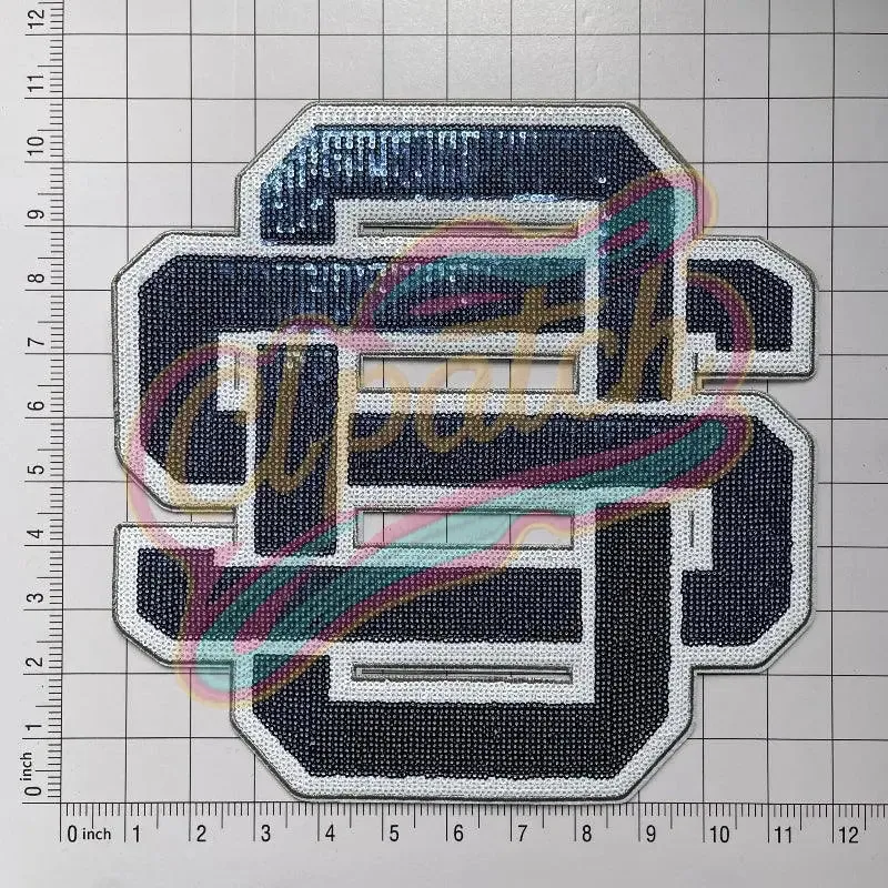 Ocean Springs High School sequins embroidered patch with adhesive