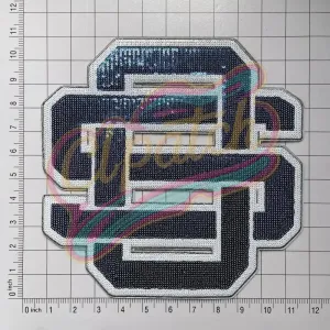 Ocean Springs High School sequins embroidered patch with adhesive