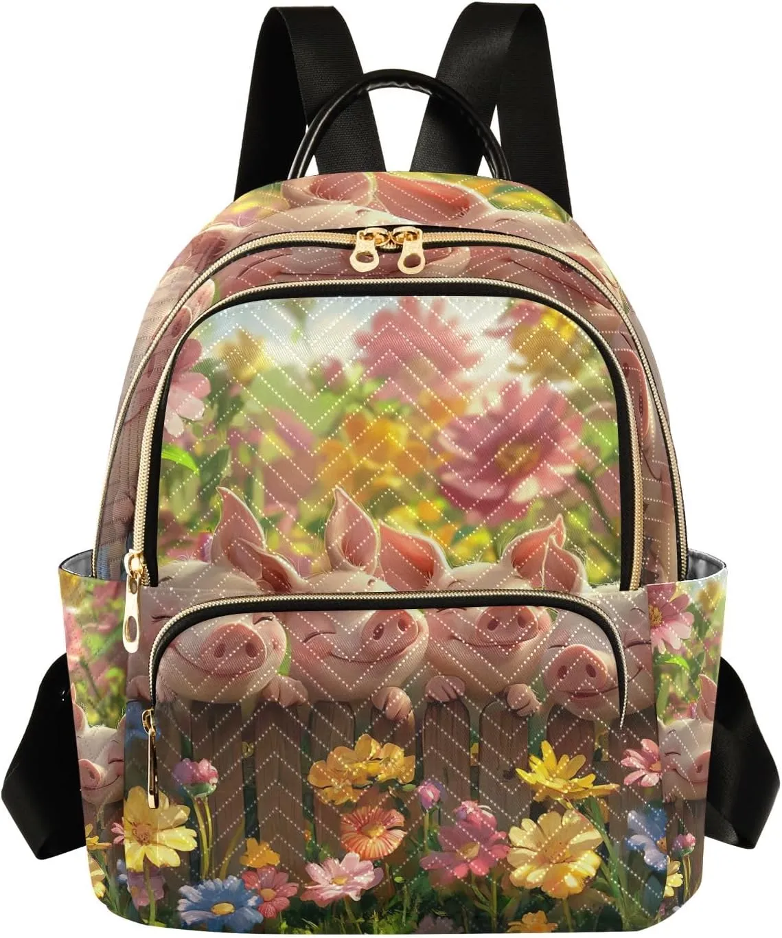 ODAWA Cute Pigs Cartoon Daypack Backpack Quilted Backpack Purse for Women