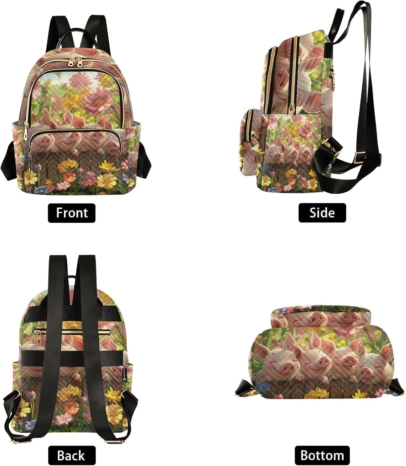 ODAWA Cute Pigs Cartoon Daypack Backpack Quilted Backpack Purse for Women
