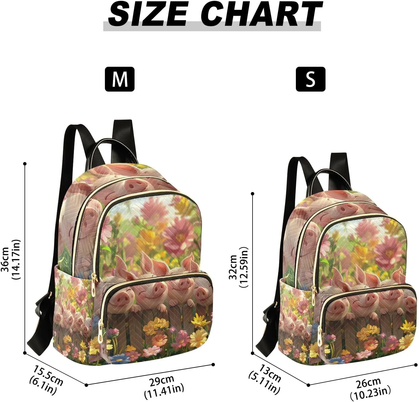 ODAWA Cute Pigs Cartoon Daypack Backpack Quilted Backpack Purse for Women