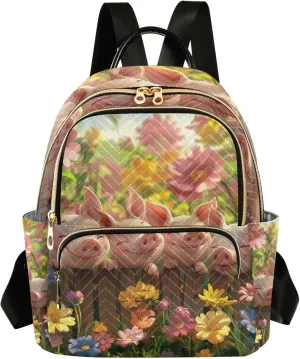 ODAWA Cute Pigs Cartoon Daypack Backpack Quilted Backpack Purse for Women