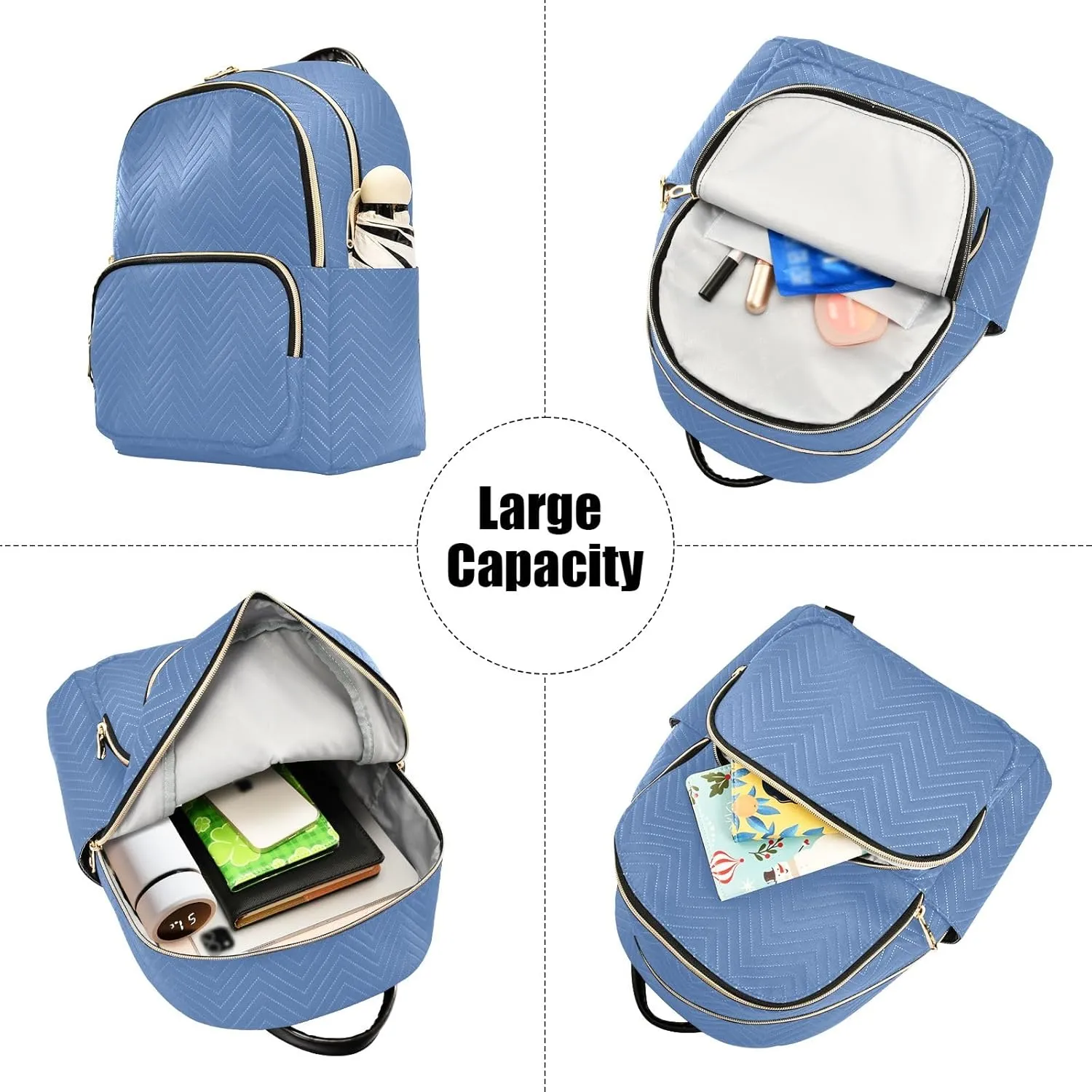 ODAWA Travel Bag for Women Anti Theft Backpack for Women Pale Denim Purse Backpack for Women Lightweight Backpack Women