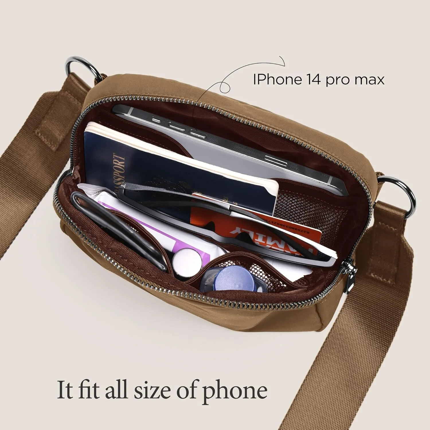 ODODOS Crossbody Bag with Adjustable Strap Small Shoulder Pouch for Workout Running Traveling Hiking