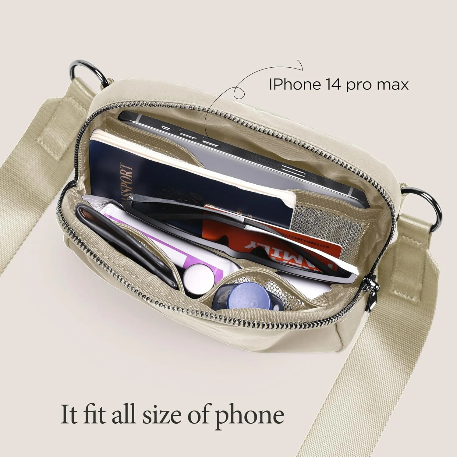 ODODOS Crossbody Bag with Adjustable Strap Small Shoulder Pouch for Workout Running Traveling Hiking