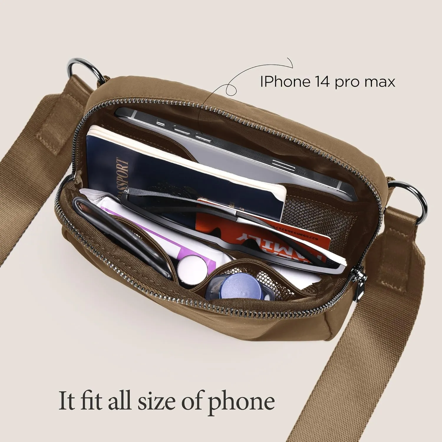 ODODOS Crossbody Bag with Adjustable Strap Small Shoulder Pouch for Workout Running Traveling Hiking