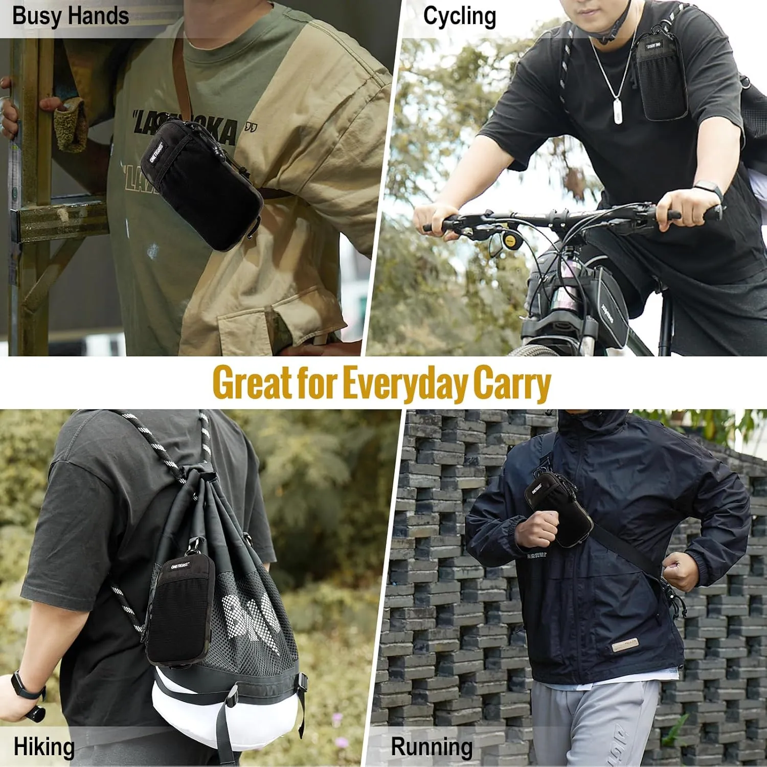 OneTigris Cell Phone Holster - Phone Belt Holder Molle Phone Pouch for Belt with Loop, Holds 4.7"-6.5" Phones in Black