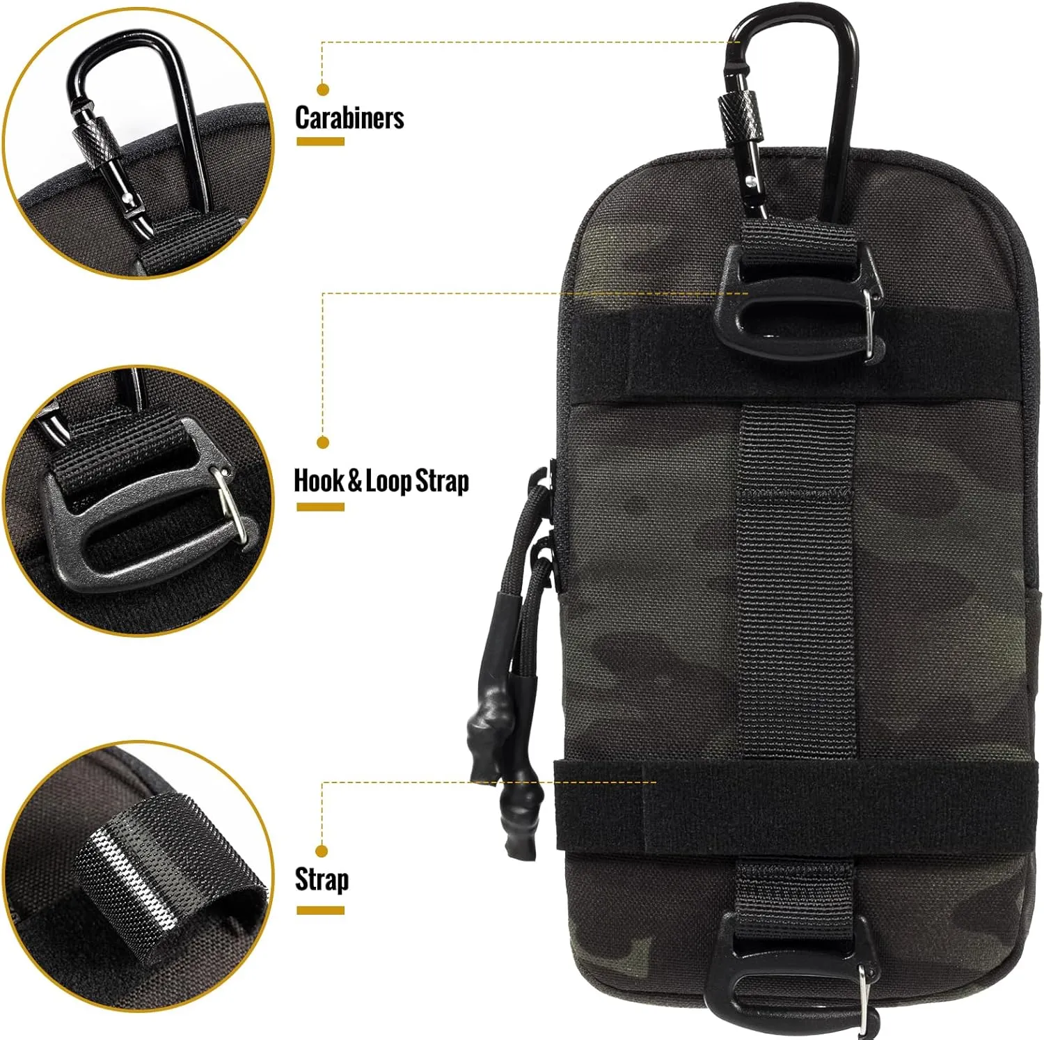OneTigris Cell Phone Holster - Phone Belt Holder Molle Phone Pouch for Belt with Loop, Holds 4.7"-6.5" Phones in Black