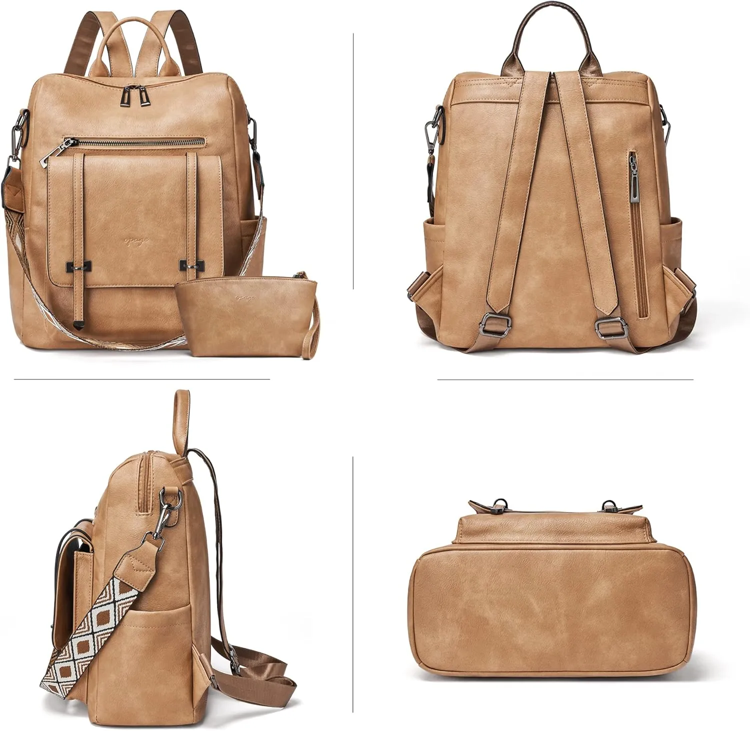 OPAGE Backpack Purse for Women Backpack Purse Travel Backpack Fashion Ladies Shoulder Bags With Wristlets
