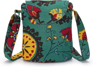 OPQRSTU Women's Retro Small Size Canvas Shoulder Bag Hippie Boho Crossbody Handbag