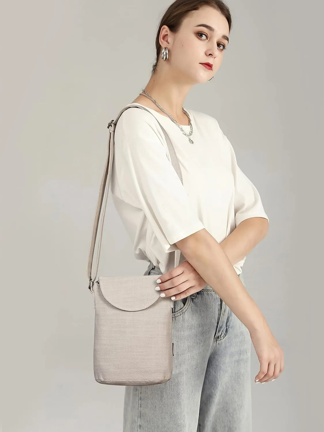 OPQRSTU Women's Retro Small Size Canvas Shoulder Bag Hippie Boho Crossbody Handbag