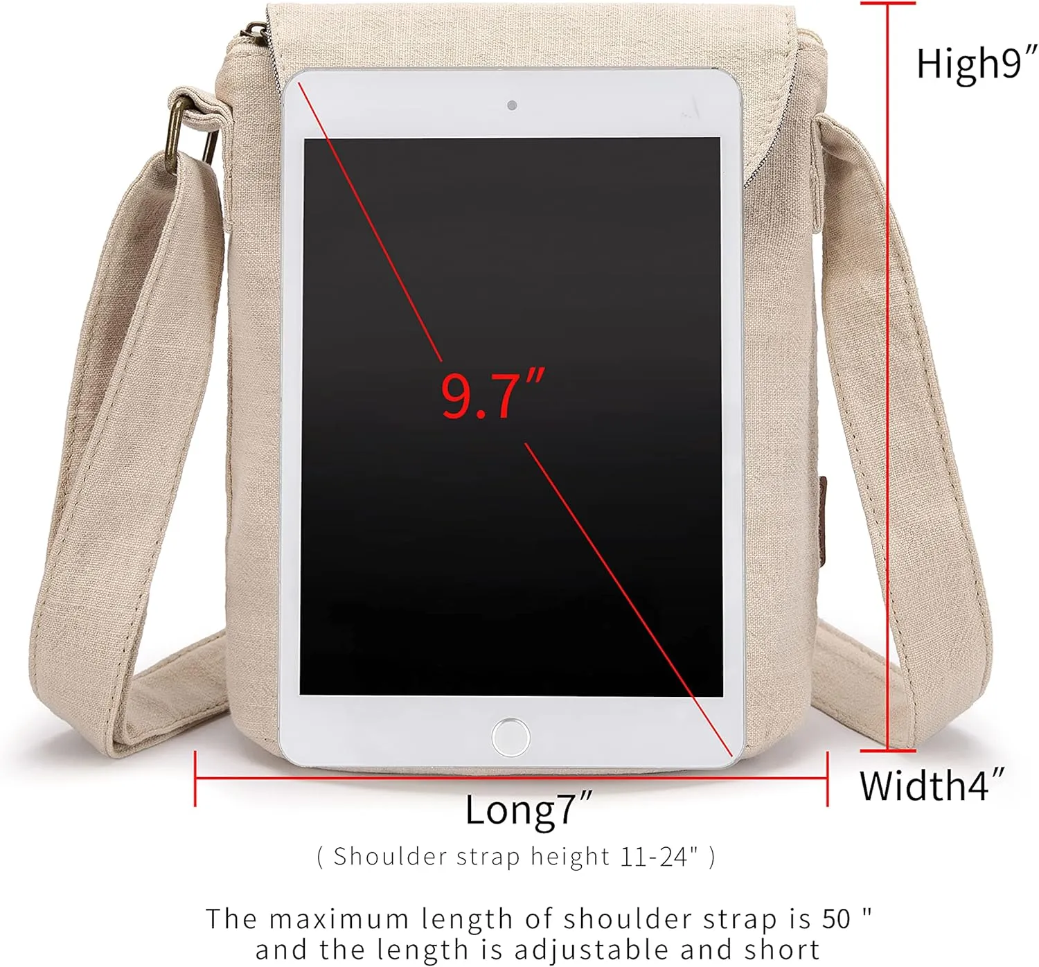 OPQRSTU Women's Retro Small Size Canvas Shoulder Bag Hippie Boho Crossbody Handbag