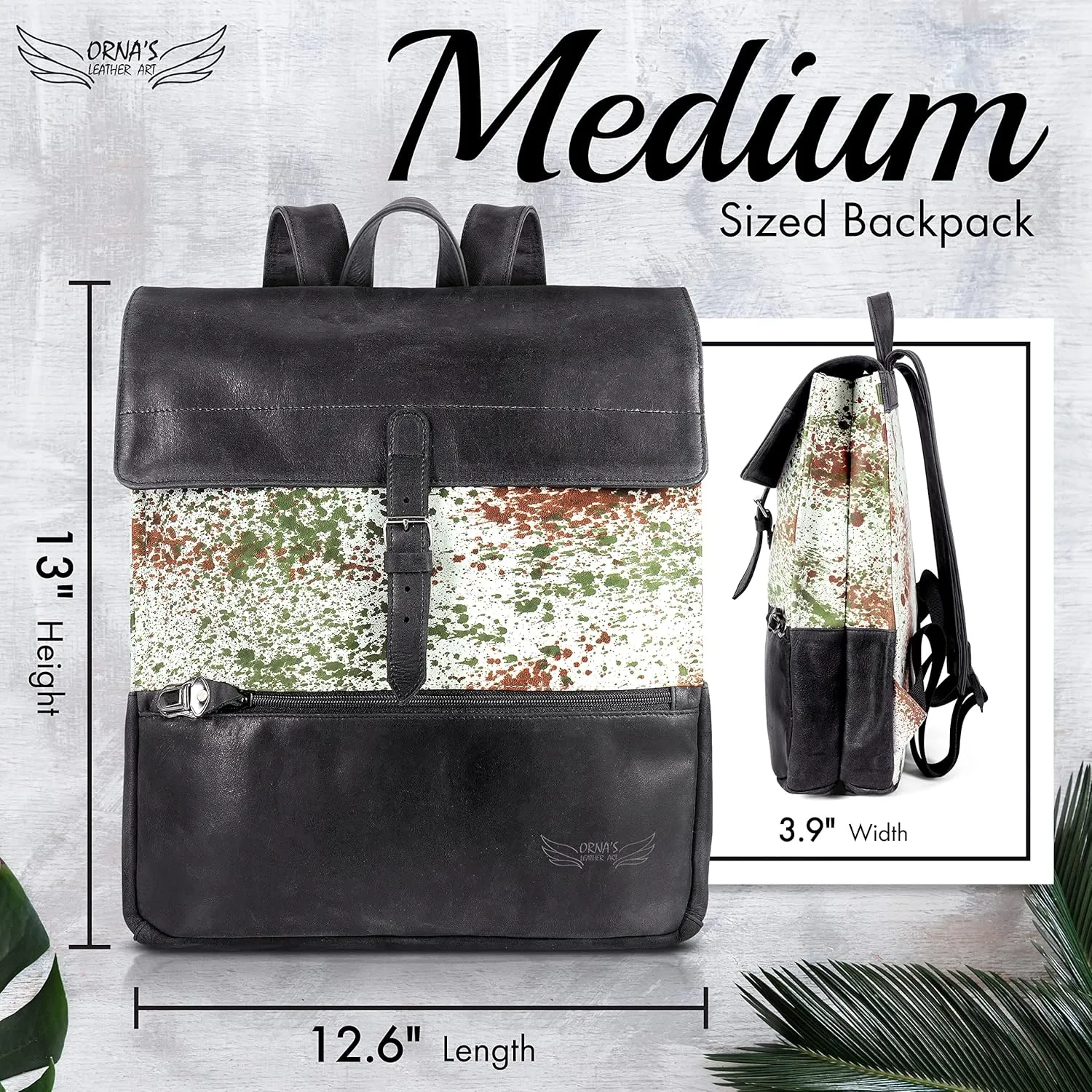 ORNA'S LEATHER ART | Mountain Quail Everyday Leather Backpack for Men & Women; Practical, Stylish and Spacious Bag; Unisex Design; Real Leather in A Chic Backpack with Contemporary Design