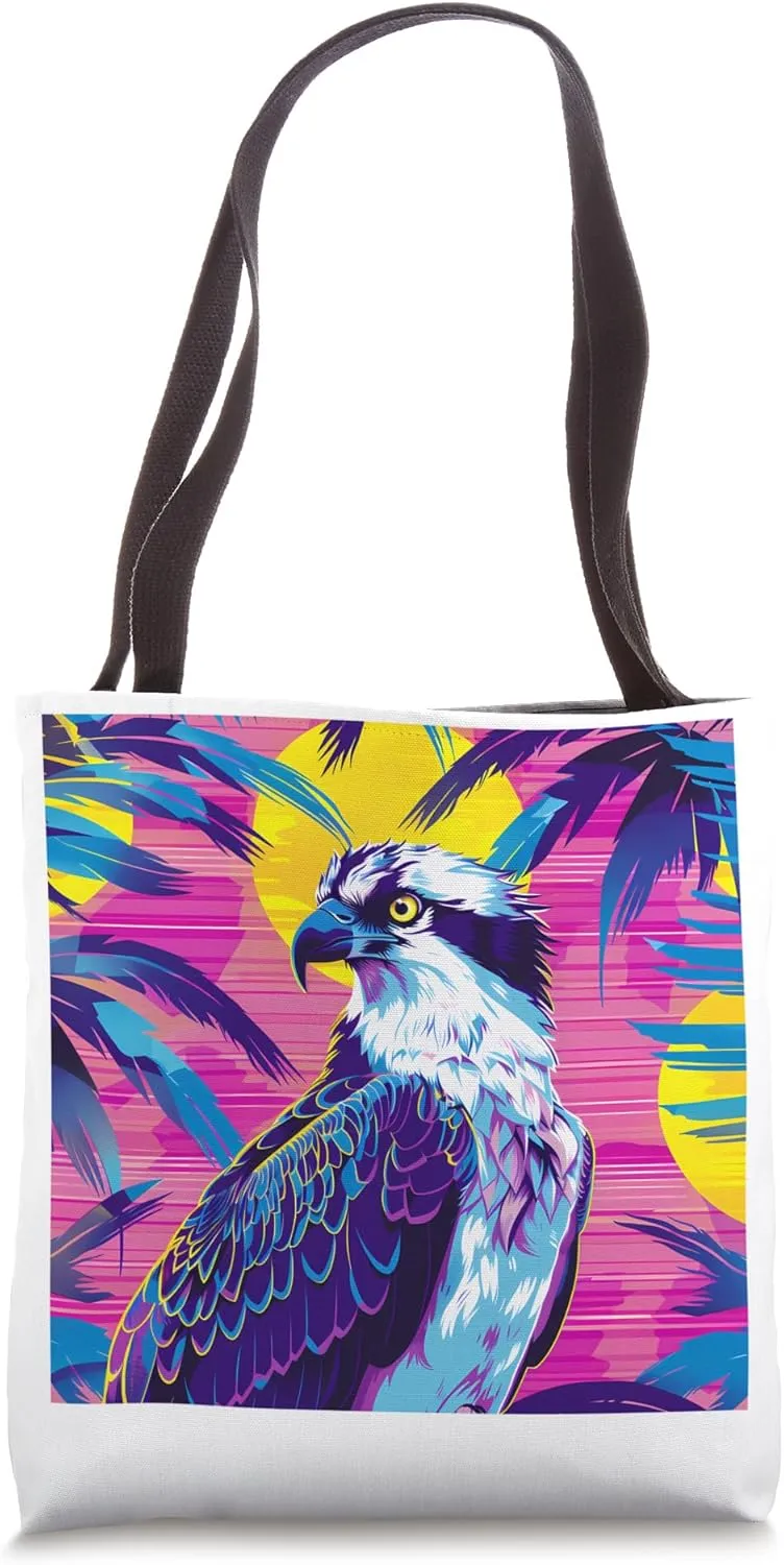 Osprey Backpack Synthwave Animal Wildlife Pattern Tote Bag