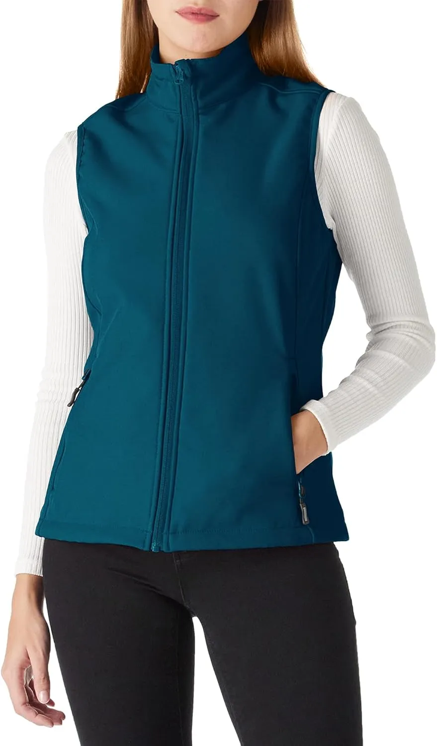 Outdoor Ventures Women's Lightweight Softshell Vest Windproof Fleece Lined Zip Up Sleeveless Jacket for Running Hiking Golf