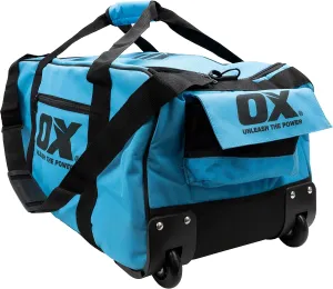 OX TOOLS Pro Series 24-Inch Wide Mouth Tuff Tool Bag with Built-In Wheels | Shoulder Strap & Heavy-Duty Zipper