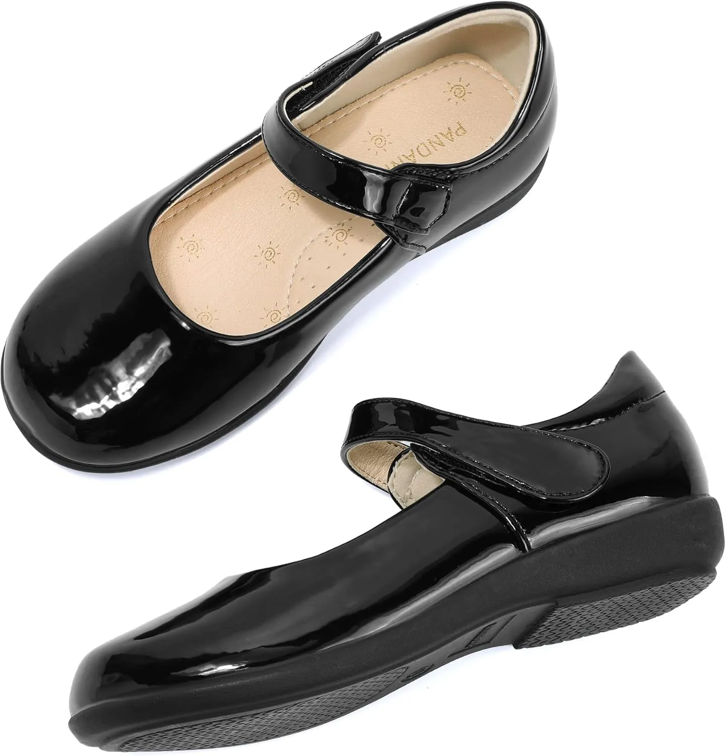 PANDANINJIA Sandy Girls Mary Jane School Uniform Shoes Dress Girls Flats for Toddler Little Kid Big Kid