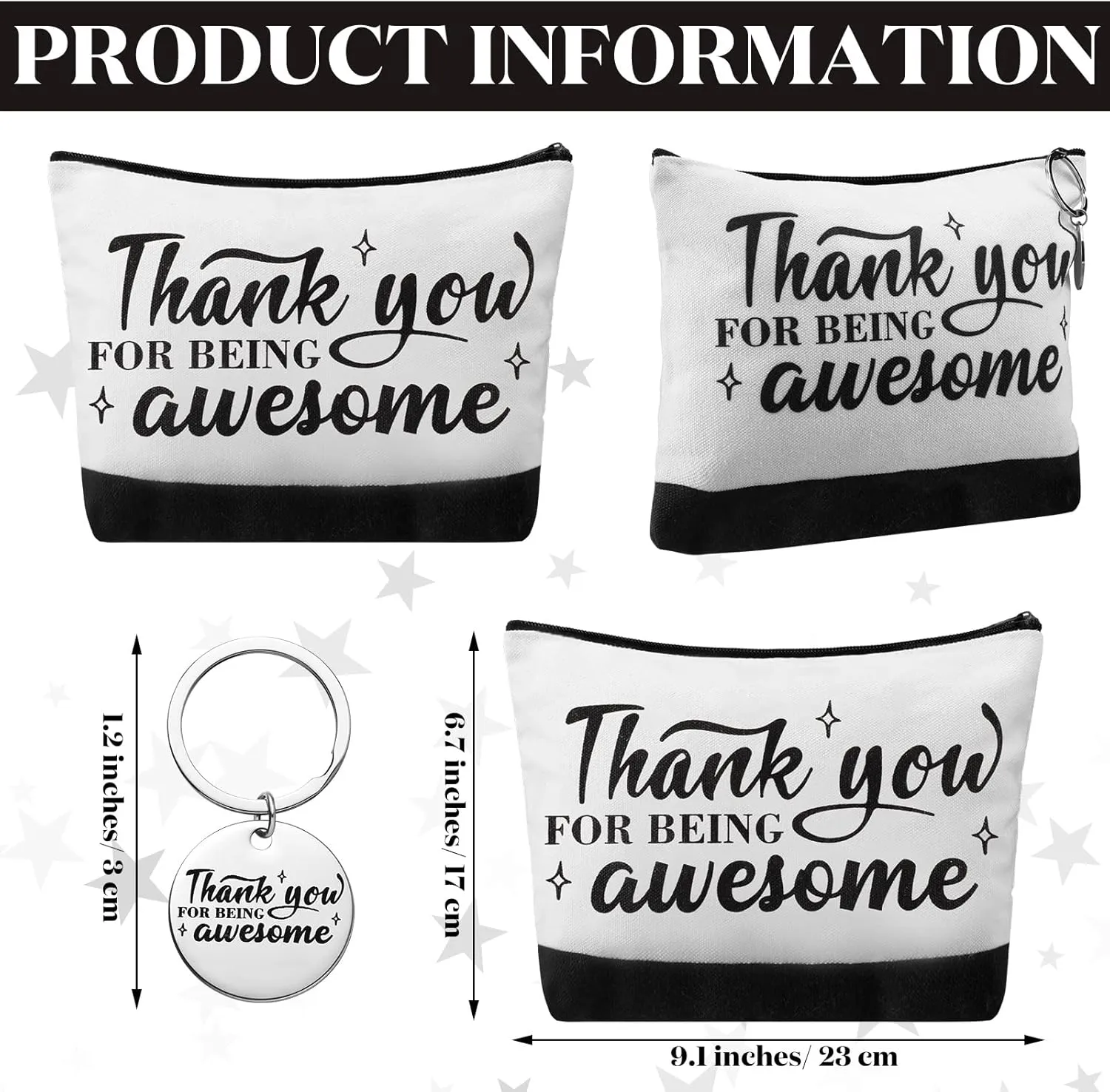 Panelee 48 Pcs Graduation Teacher Appreciation Makeup Bags Bulk and Keychains Motivational Gift for Women Cosmetic Bags
