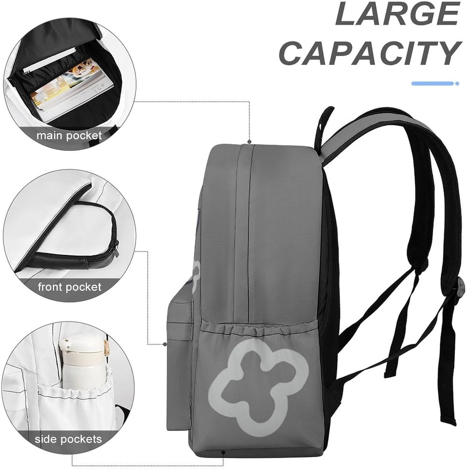 Pebble Backpack 16.5 Inch Single Compartment Double Shoulder Cartoon Cute Travel Backpack Lightweight