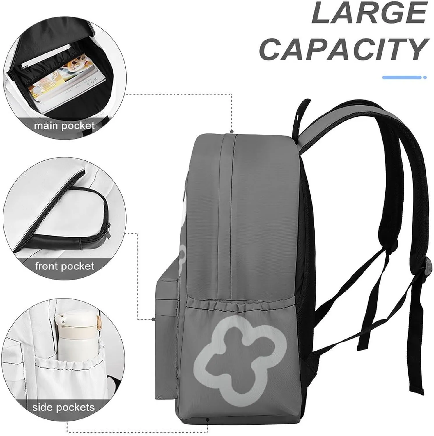 Pebble Backpack 16.5 Inch Single Compartment Double Shoulder Cartoon Cute Travel Backpack Lightweight