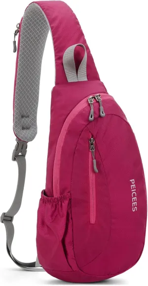 Peicees Sling Bags Men Women Shoulder Backpack Small Cross Body Chest Sling Backpack, Rose