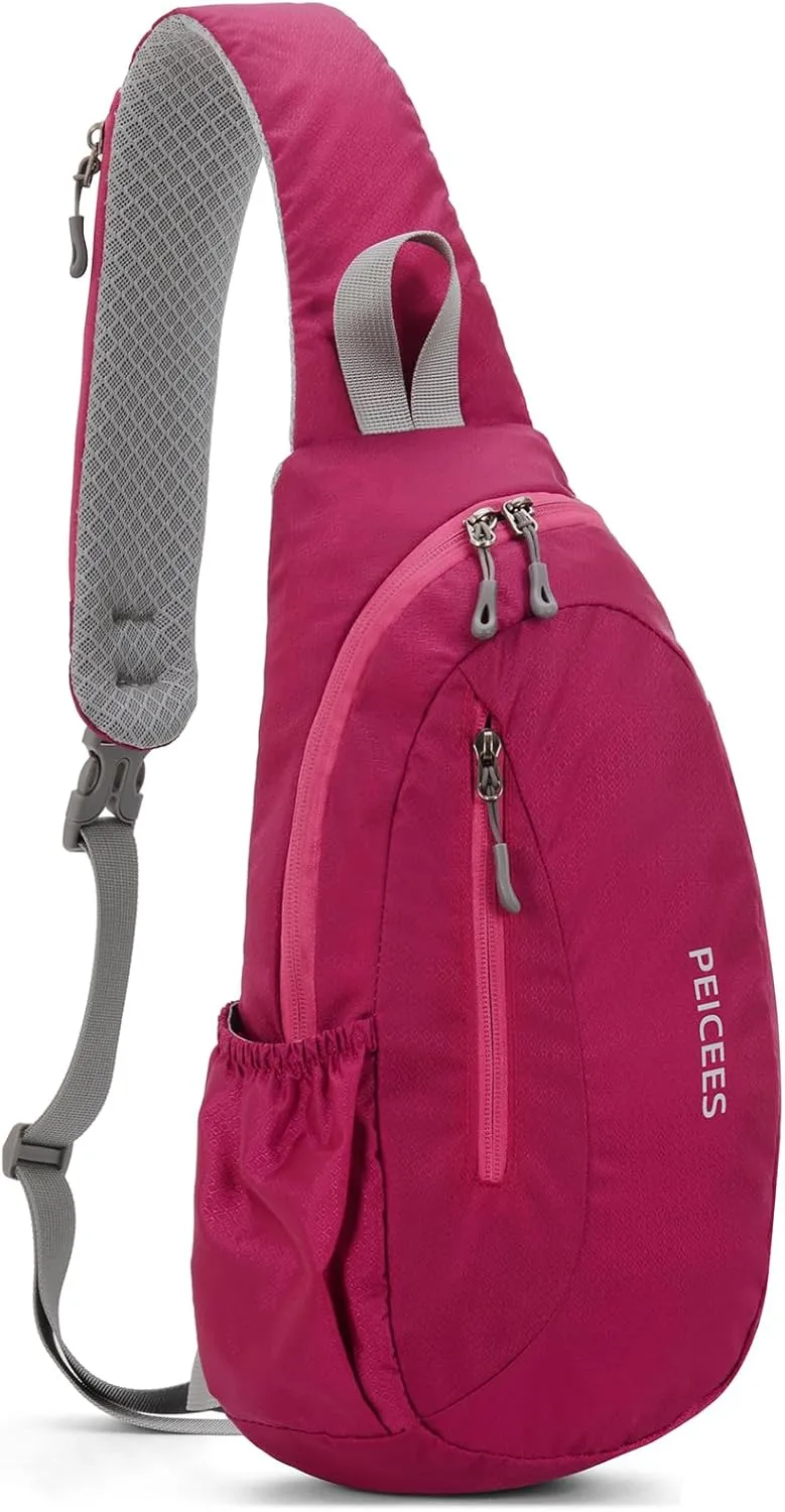 Peicees Sling Bags Men Women Shoulder Backpack Small Cross Body Chest Sling Backpack, Rose