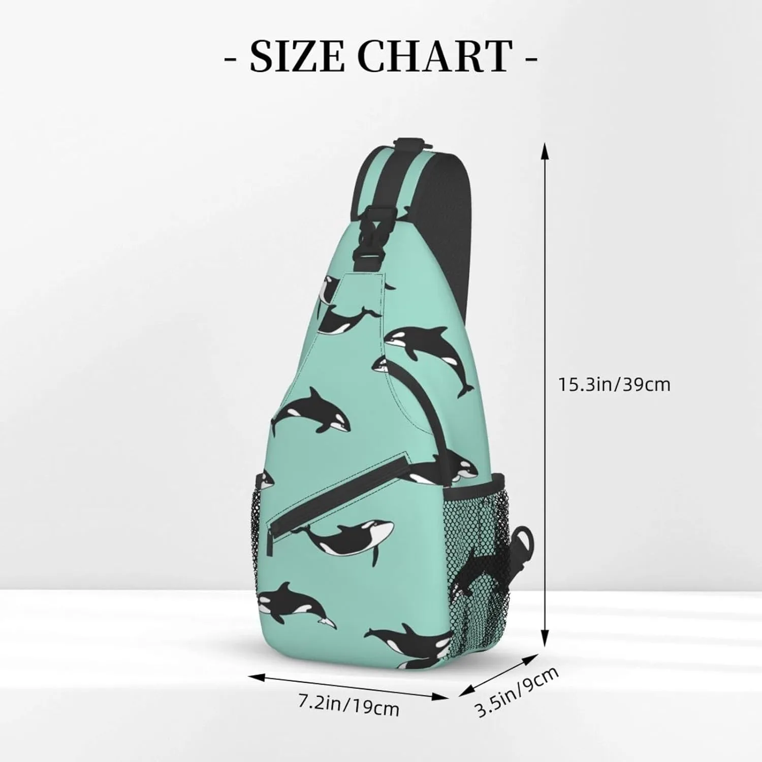 Penguin Balloon Snowflake Printed Canvas Sling Bag Crossbody Backpack, Hiking Daypack Chest Bag For Women Men