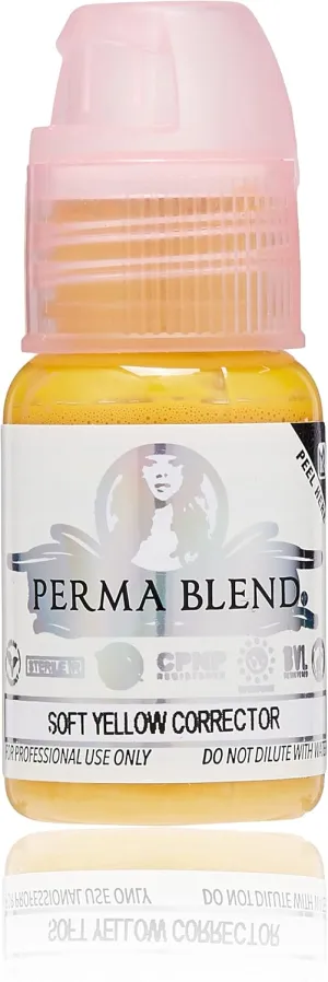 Perma Blend - Permanent Makeup for Correcting Eyebrows, Used for Microblading and Tattoo Techniques, Professional Cosmetic Pigment - Soft Yellow Corrector, 0.5 oz