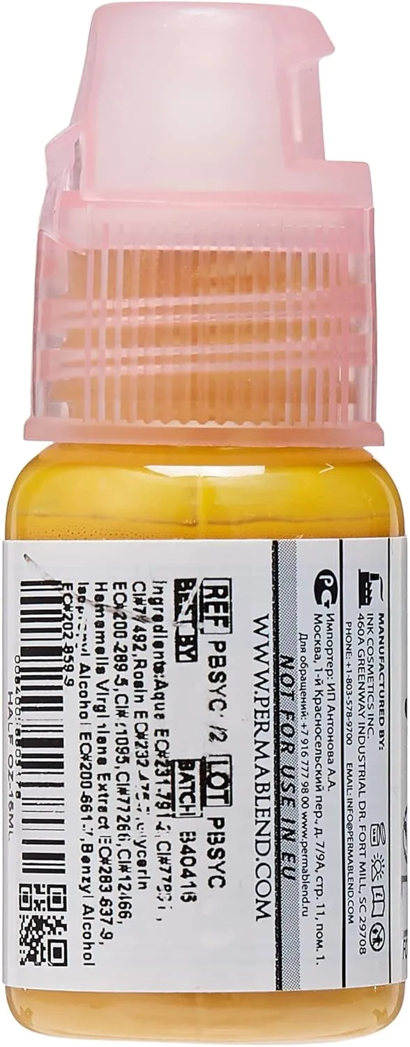 Perma Blend - Permanent Makeup for Correcting Eyebrows, Used for Microblading and Tattoo Techniques, Professional Cosmetic Pigment - Soft Yellow Corrector, 0.5 oz