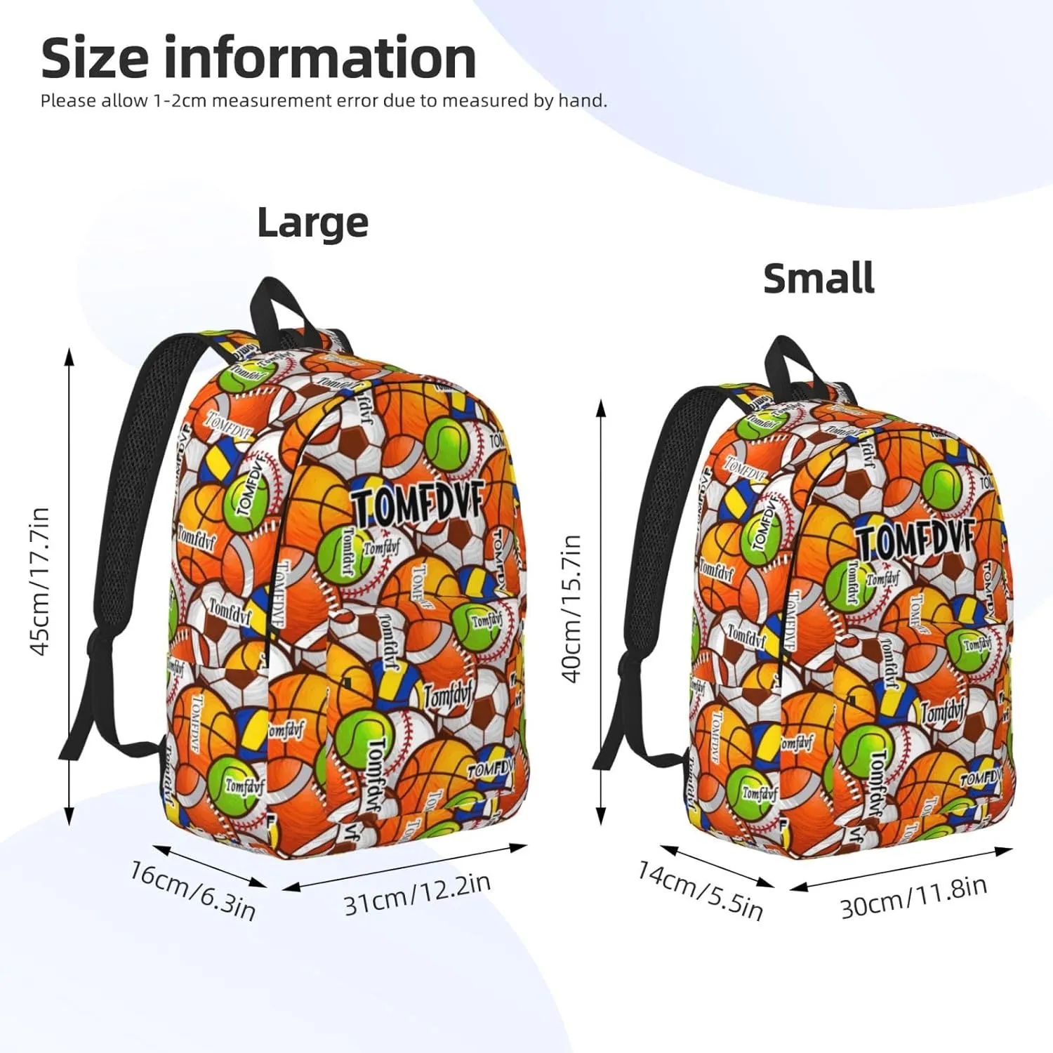 Personalized Backpack| Basketball Backpack With Name Baseball Backpack Soccer Backpack Rugby Backpack Field Hockey Backpack Volleyball Backpack |Multiple Ball Pattern Design Backpack (style 10)