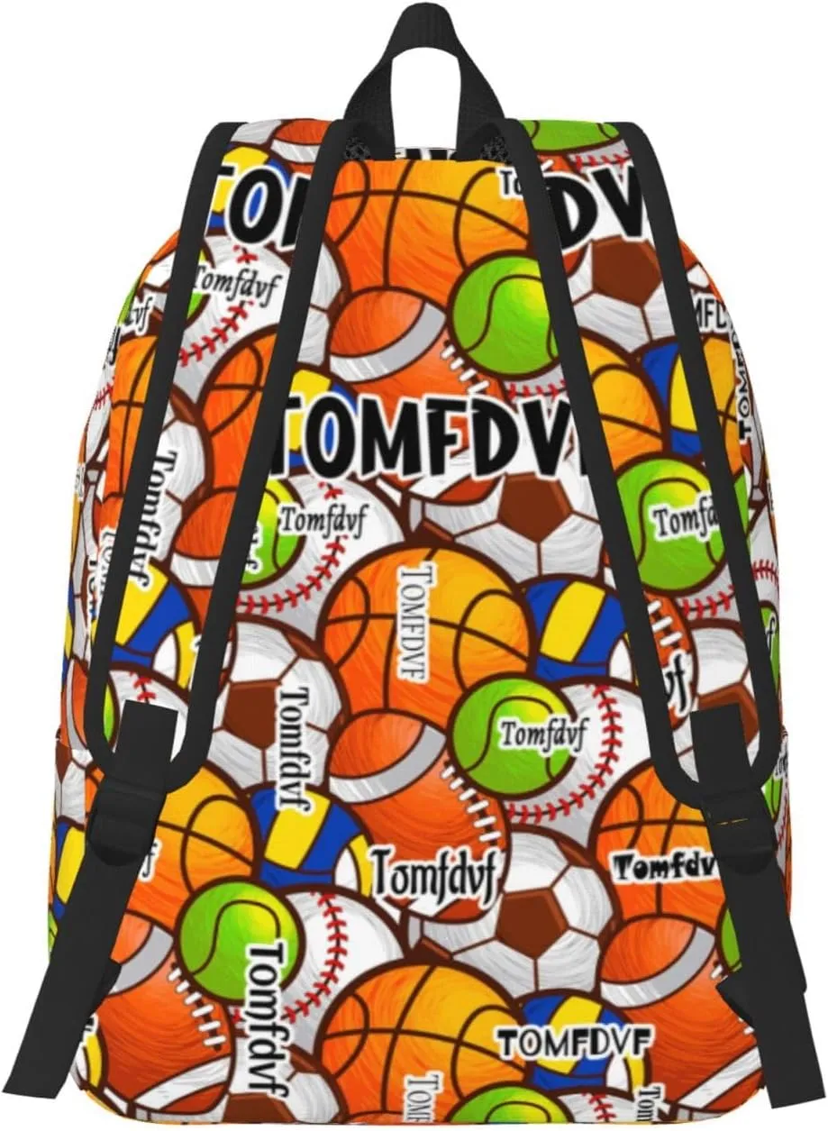 Personalized Backpack| Basketball Backpack With Name Baseball Backpack Soccer Backpack Rugby Backpack Field Hockey Backpack Volleyball Backpack |Multiple Ball Pattern Design Backpack (style 10)