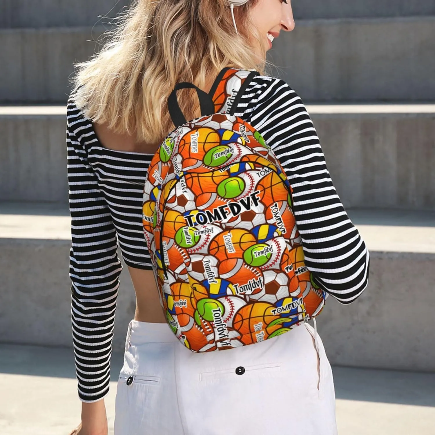 Personalized Backpack| Basketball Backpack With Name Baseball Backpack Soccer Backpack Rugby Backpack Field Hockey Backpack Volleyball Backpack |Multiple Ball Pattern Design Backpack (style 10)