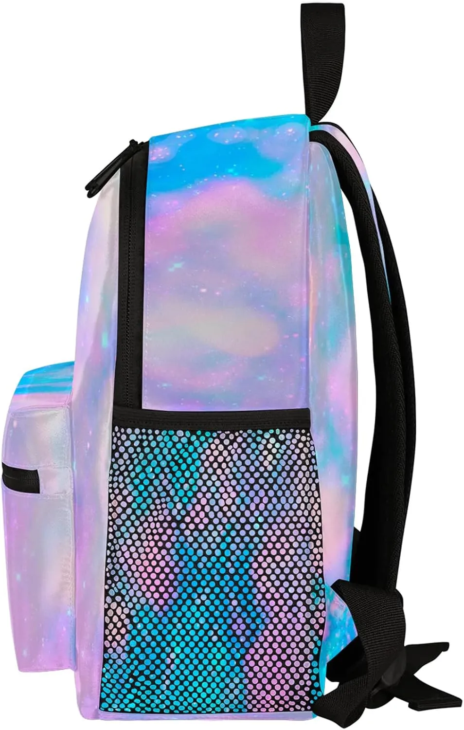 Personalized Backpack with Initial & Name Customized Shoulder Bag for Women Waterproof Travel Casual Daypack Gifts 12in, Blue Pink Glitter
