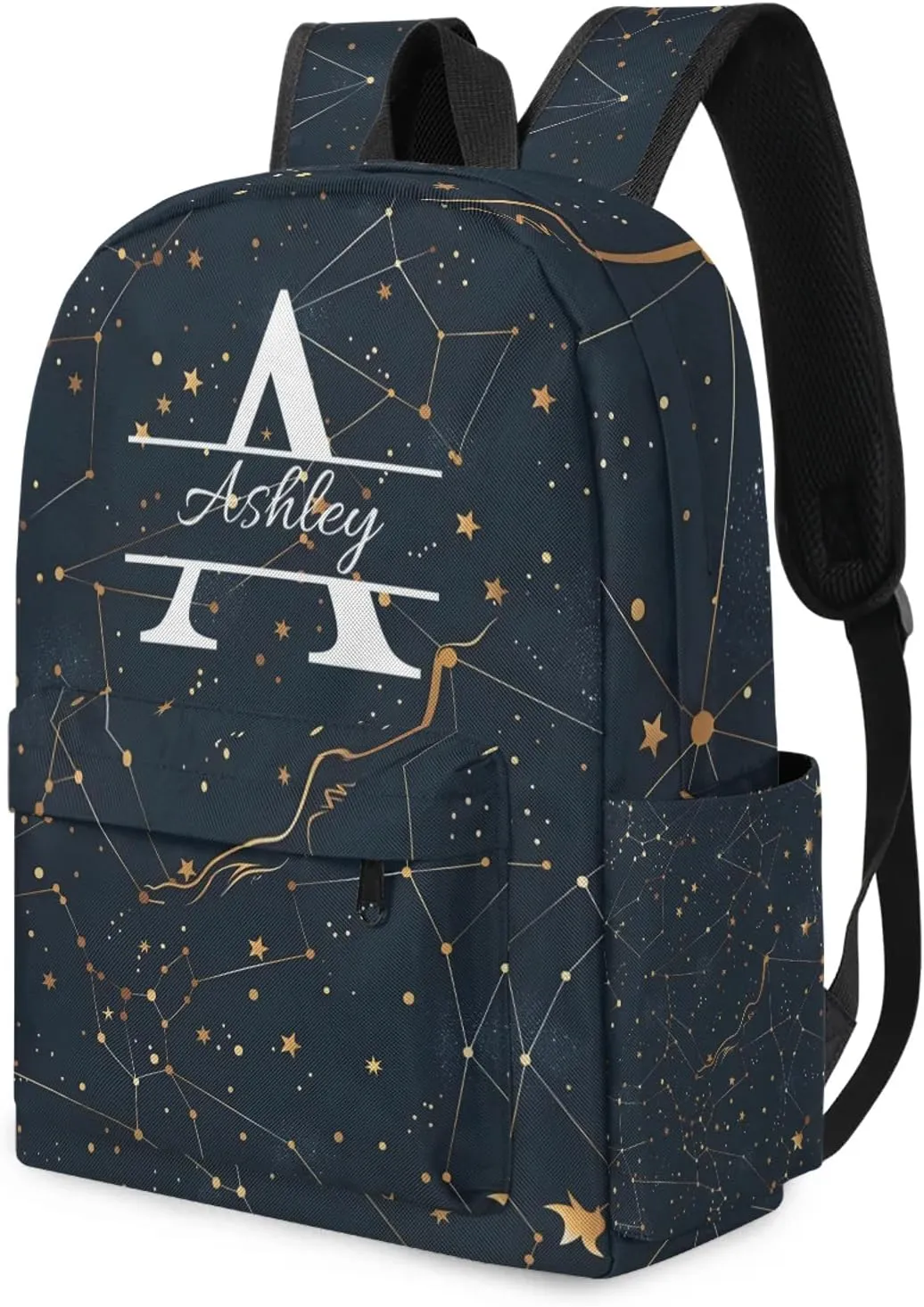 Personalized Backpack with Initial & Name Personalized Shoulder Bag for Women Men Waterproof Travel Casual Daypack 15.1in, Cosmos Sky Galaxy Universe