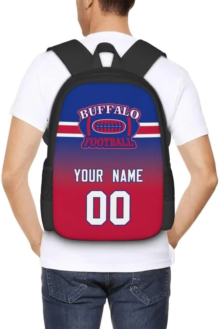 Personalized Buffalo Large Capacity Shoulder Bag Custom, Custom Personalized Name and Number Football Sports Backpack Travel Bag Computer Bag Fan Presents