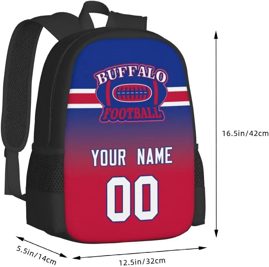 Personalized Buffalo Large Capacity Shoulder Bag Custom, Custom Personalized Name and Number Football Sports Backpack Travel Bag Computer Bag Fan Presents