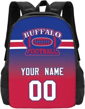Personalized Buffalo Large Capacity Shoulder Bag Custom, Custom Personalized Name and Number Football Sports Backpack Travel Bag Computer Bag Fan Presents