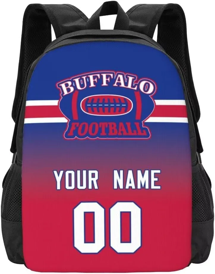 Personalized Buffalo Large Capacity Shoulder Bag Custom, Custom Personalized Name and Number Football Sports Backpack Travel Bag Computer Bag Fan Presents