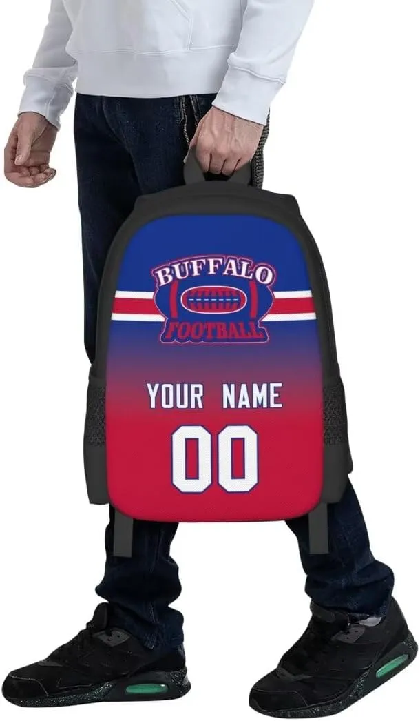 Personalized Buffalo Large Capacity Shoulder Bag Custom, Custom Personalized Name and Number Football Sports Backpack Travel Bag Computer Bag Fan Presents