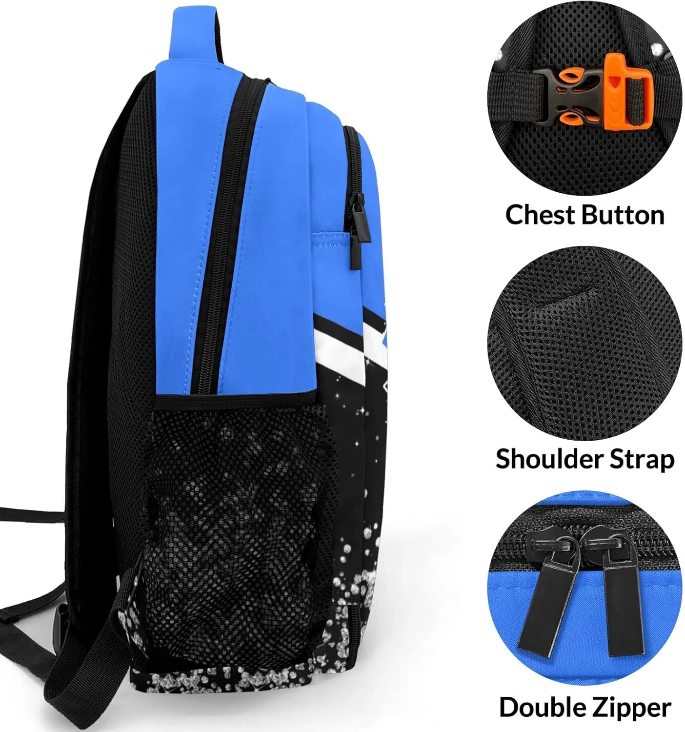 Personalized Cheerleading Backpack for Kids Boys Girls, Customized Cheer School Backpack Casual Daypack Schoolbag for Student Bookbag with Name (Blue Violet)