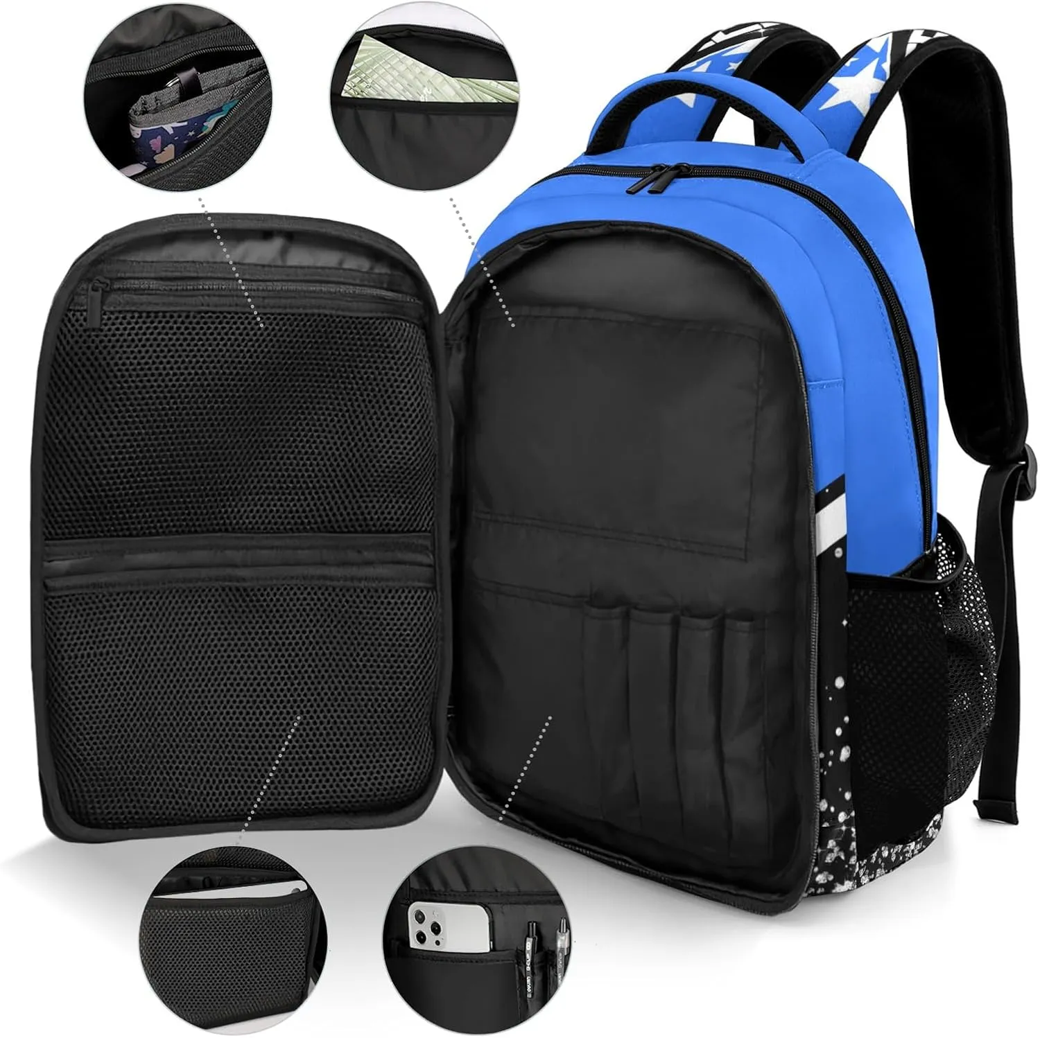 Personalized Cheerleading Backpack for Kids Boys Girls, Customized Cheer School Backpack Casual Daypack Schoolbag for Student Bookbag with Name (Blue Violet)