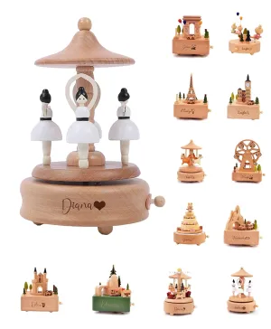 Personalized Musical Box for Kids, BJZLWJ Name Custom Engraved Wooden Music Box,Personalized Wooden Musical Toy Valentine's Gift for Couple, Baby Shower Birthday Gift, Anniversary Romantic Gift