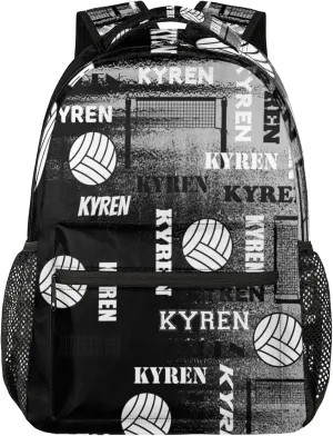 Personalized Name Volleyball Backpack, Custom Sports Bag Backpack for Men Women, Laptop Backpacks Travel Camping Daypack, Black Gray