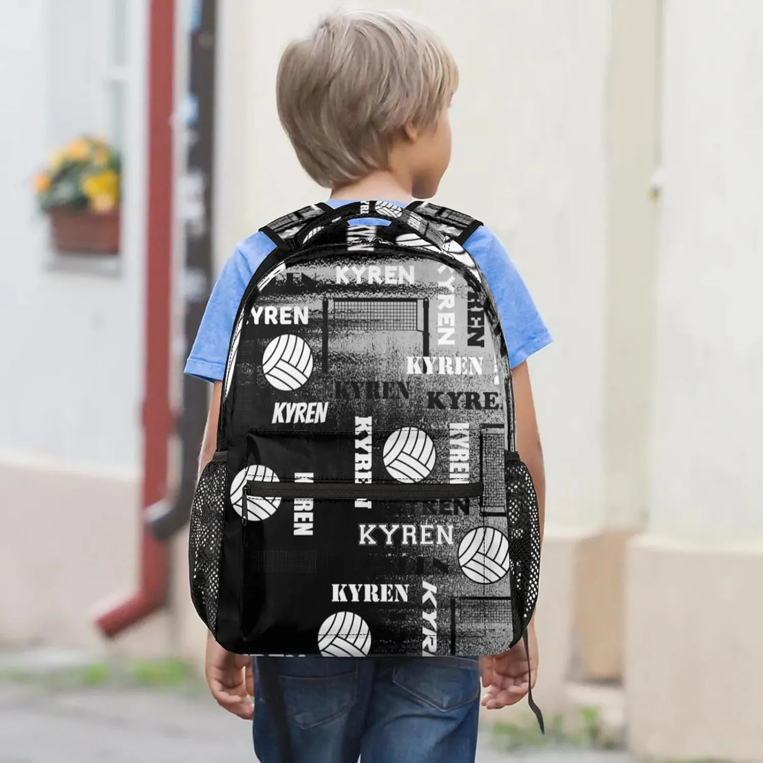 Personalized Name Volleyball Backpack, Custom Sports Bag Backpack for Men Women, Laptop Backpacks Travel Camping Daypack, Black Gray