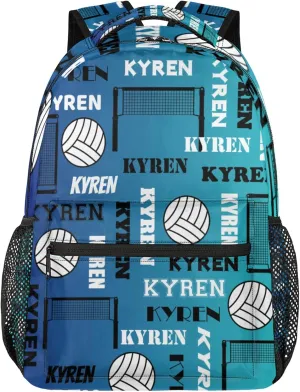 Personalized Name Volleyball Backpack, Custom Sports Bag Backpack for Men Women, Laptop Daypack for Travel Camping Hiking, Blue
