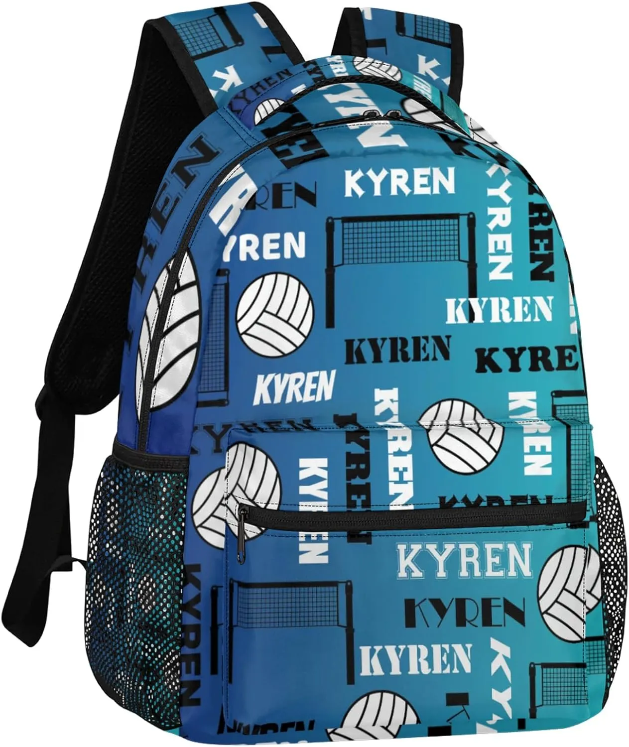 Personalized Name Volleyball Backpack, Custom Sports Bag Backpack for Men Women, Laptop Daypack for Travel Camping Hiking, Blue