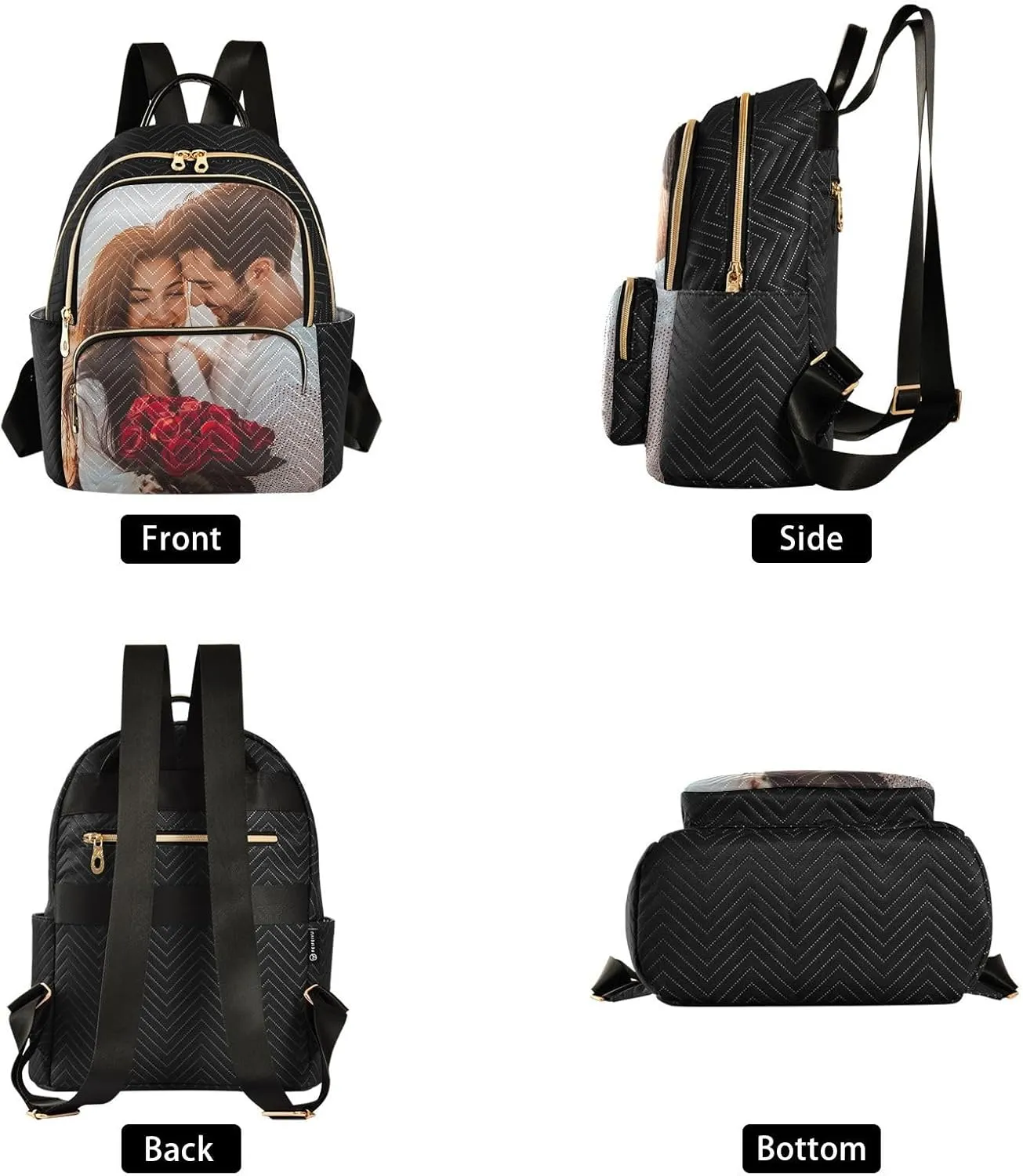Personalized Photo Backpack for Women Custom Purse Wallets with Zipper Purse Mother's Day for Mom Gifts(Small)