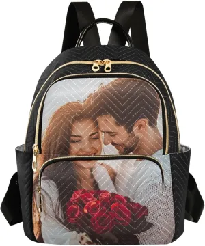 Personalized Photo Backpack for Women Custom Purse Wallets with Zipper Purse Mother's Day for Mom Gifts(Small)